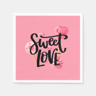 Sweet Love Valentine Typography Paper Napkin