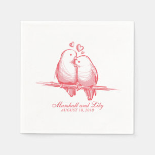 Sweet Lovebirds Valentine Wedding   Napkin