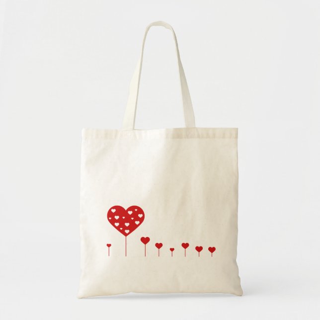 Sweet Lovely Romantic Red White Hearts Tote Bag (Front)