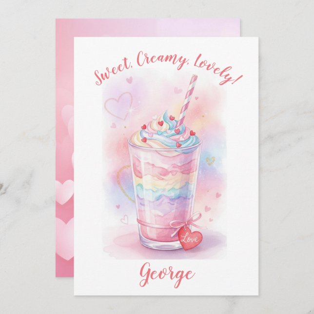 Sweet, Lovely Valentine's Greeting Flat Card (Front/Back)