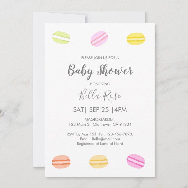 Sweet Macaron Baby Shower Invitations (Front)