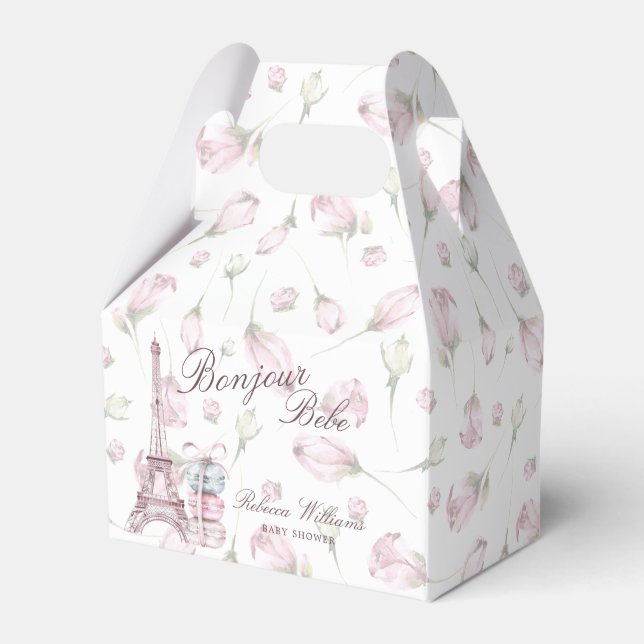 Sweet Macaron Bonjour Bebe Paris Baby shower Favour Box (Front Side)
