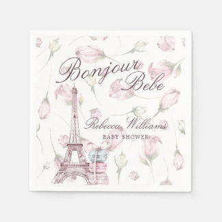 Sweet Macaron Bonjour Bebe Paris Baby shower Napkin