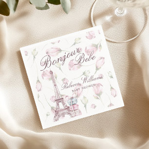 Sweet Macaron Bonjour Bebe Paris Baby shower Napkin