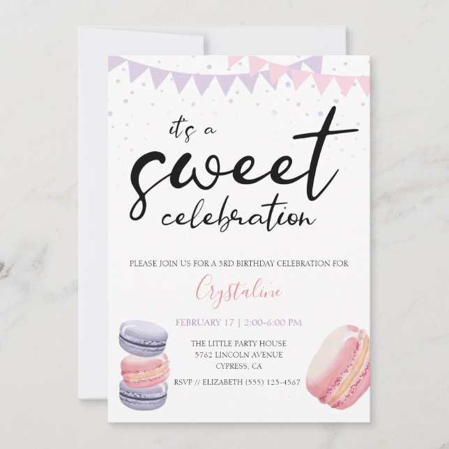 Sweet Macaron Celebration Invitation (Front)