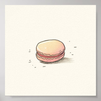 Sweet Macaron Illustration - Cute French Dessert A Poster