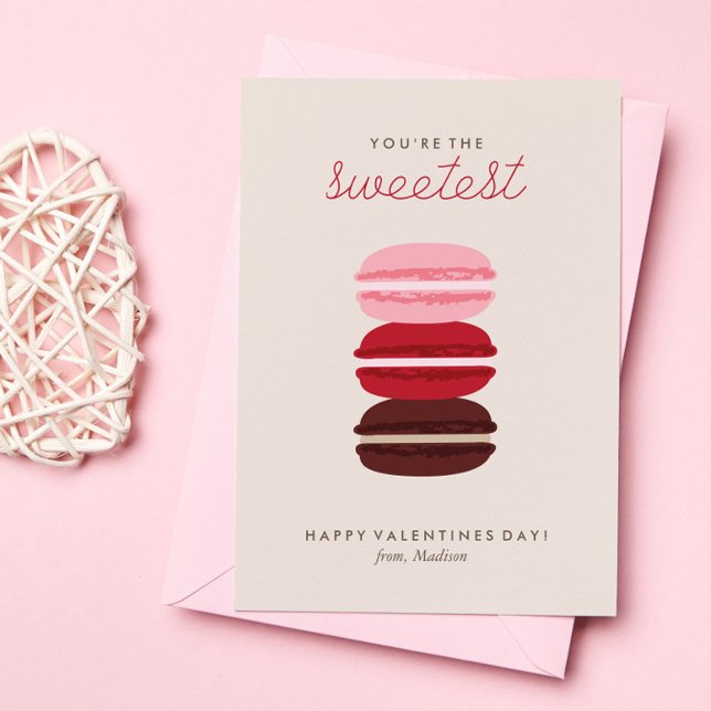 Sweet Macarons Kids Classroom Valentine Note Card (Creator Uploaded)