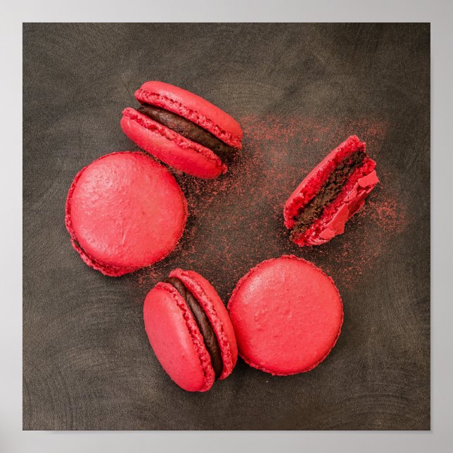Sweet Macarons kitchen poster | Macarons Red Pink (Front)