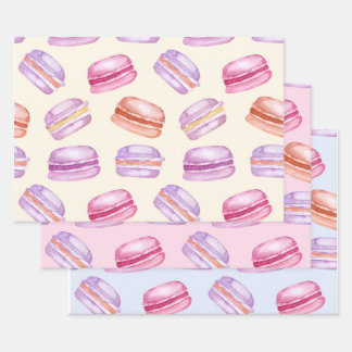 Sweet Macarons on beautiful pastel pattern Wrapping Paper Sheet