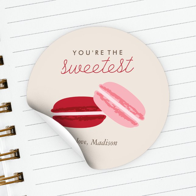 Sweet Macarons Valentines Day Classic Round Sticker (Creator Uploaded)