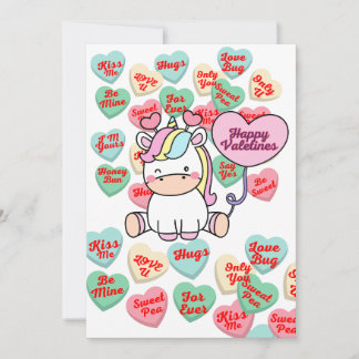 Sweet Magic of Love: Candy and Unicorn Delight Holiday Card