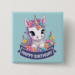 Sweet Magical Baby Unicorn  15 Cm Square Badge