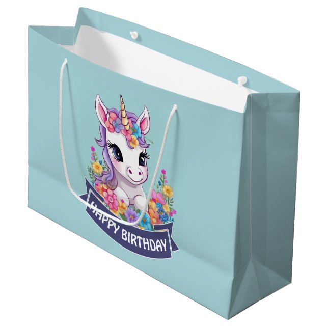 Sweet Magical Baby Unicorn  Large Gift Bag (Front Angled)