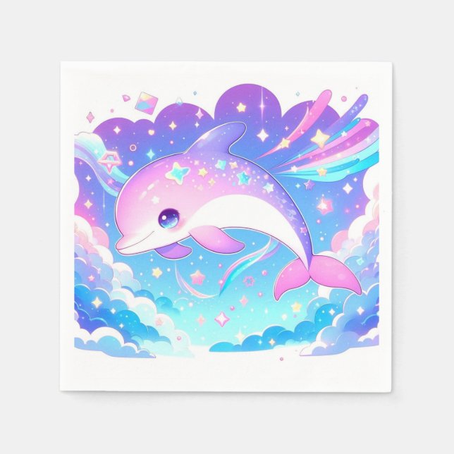 Sweet Majestic Dolphin Baby Shower Napkin (Front)
