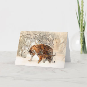Sweet Mama and Baby Tiger Blank Greeting Card