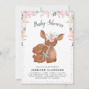 Sweet Mama & Baby Deer Welcome Baby Invitation