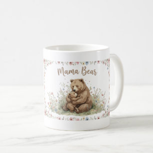 Sweet Mama Bear and Baby Bear Floral Watercolor Coffee Mug