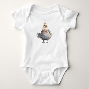 Sweet Mama Hen wearing a Dress, Chicken, Baby Bodysuit