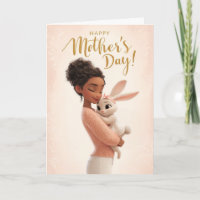 Sweet Mama Hugging Baby Bunny Happy Mother’s Day