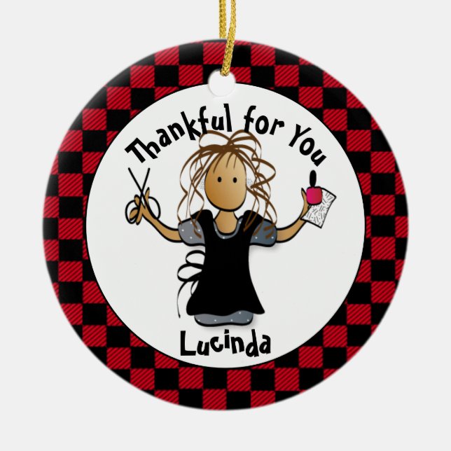  Sweet Manicurist Gift - Cute Thank You Nail Tech  Ceramic Tree Decoration (Front)