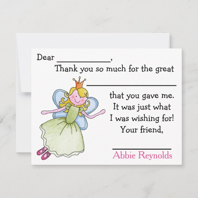 Sweet Manners Fairy Fill In Thank You Notes (Front)