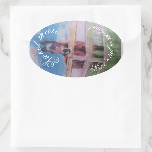 sweet mare oval sticker (Bag)