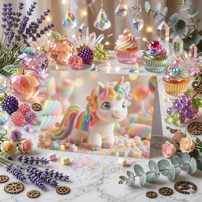 Sweet Marshmallow Unicorn Birthday  Card (Creator Uploaded)