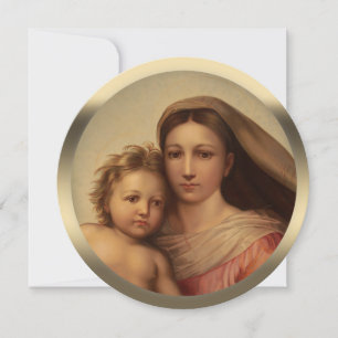 Sweet Mary and Jesus Raphael Christmas blessing Holiday Card