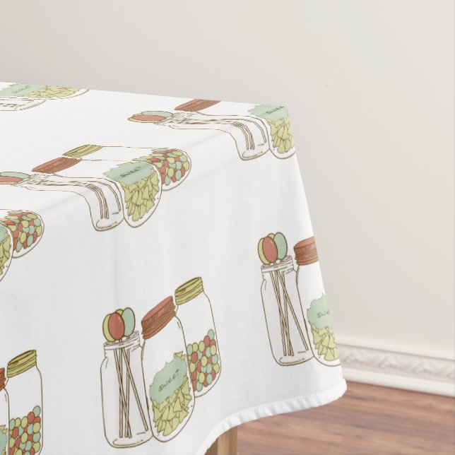Sweet mason jar and candy tablecloth (In Situ)