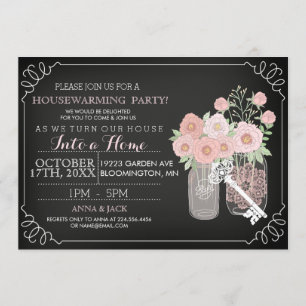 Sweet Mason Jar Chalkboard Housewarming Invite