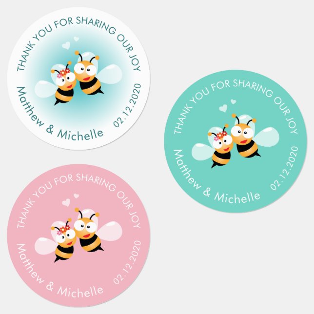 Sweet Meant To Bee Couple Cute Wedding Thank You (Group)