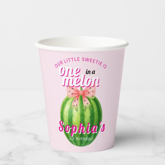 Sweet Melon First Birthday Party Paper Cups (Front)