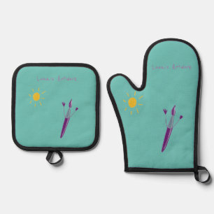 Sweet Memories -Your Child’s Artwork Teal Oven Mitt & Pot Holder Set