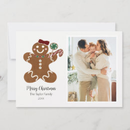 Sweet Merry Christmas Gingerbread Girl Photo Holiday Card