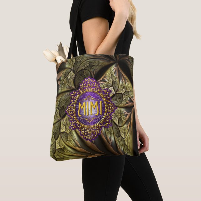 Sweet MIMI Royal Purple & Gold Tote Bag (Close Up)
