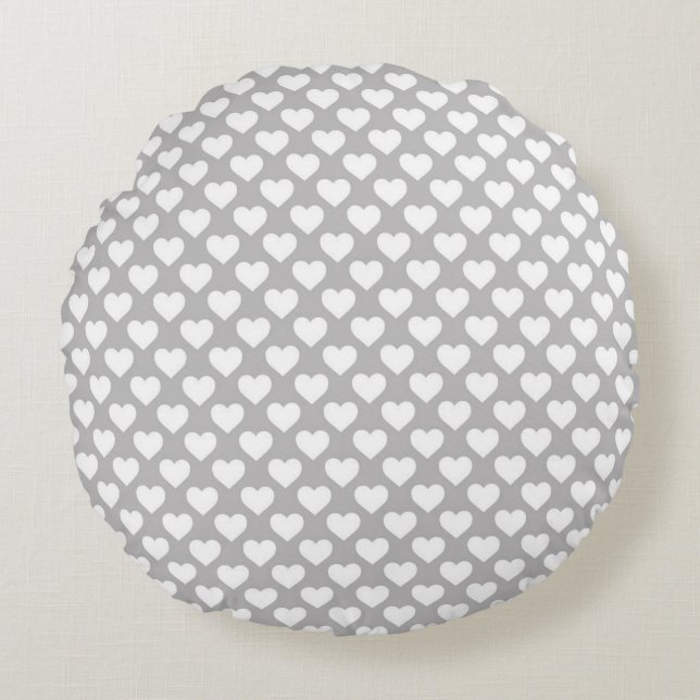 Sweet Mini Hearts Grid Seamless Pattern Round Cushion (Front)