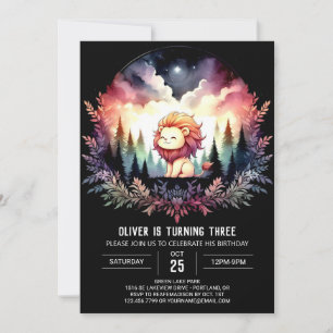 Sweet Minimalist Lion Birthday Invitation
