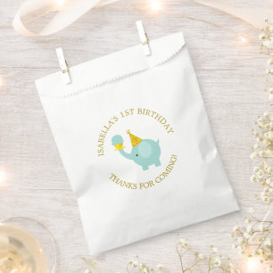 Sweet Mint Green Elephant Birthday Party Favour Bags