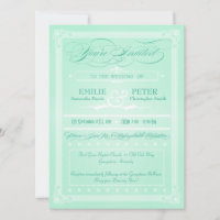 Sweet Mint Green Poster Style Wedding Invitations