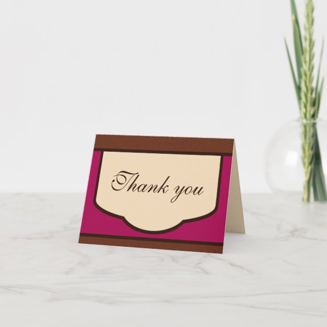 Sweet Mocha & Fuchsia Thank You Note Cards (Front)