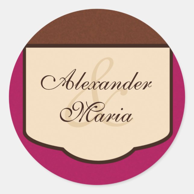 Sweet Mocha & Fuchsia Wedding Envelope Seals (Front)