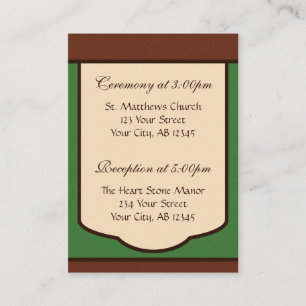 Sweet Mocha & Green Wedding Guest Reference Card