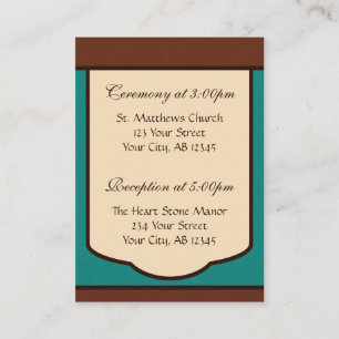 Sweet Mocha & Teal Wedding Guest Reference Card
