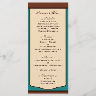 Sweet Mocha & Teal Wedding Reception Menus