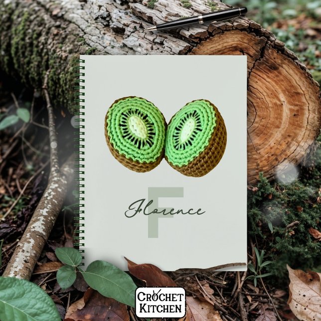 Sweet Modern Minimal Green Crochet Kiwi Name Notebook (Creator Uploaded)