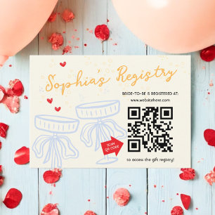 Sweet Modern Script Coquette Bow Registry Enclosure Card