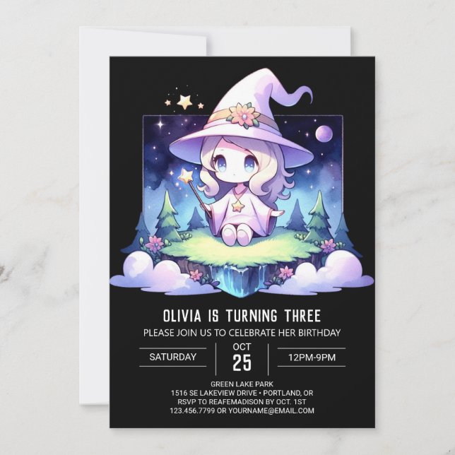 Sweet Modern Wizard Birthday Invitation (Front)