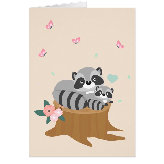 Sweet Mom and baby Raccoons Mothers Day (Front)