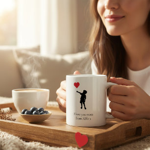 Sweet Mom Heart Balloon Kid Silhouette Coffee Mug