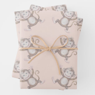 Sweet monkey baby Shower pattern Wrapping Paper Sheet